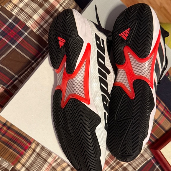 Adidas Men’s Barricade M Tennis Shoes Sneakers White Orange Black Athletic 11.5 - Picture 5 of 7